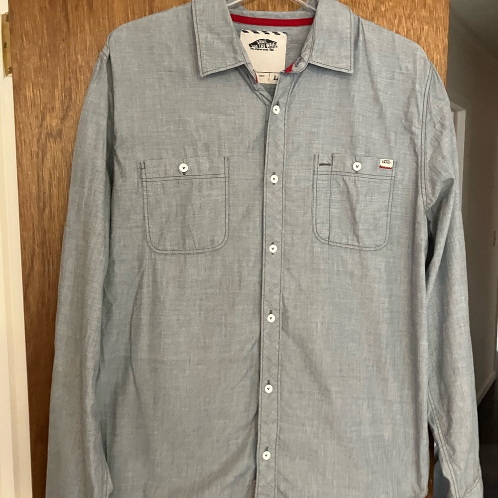Vans Men's Light Blue Casual Button-Down Shirt